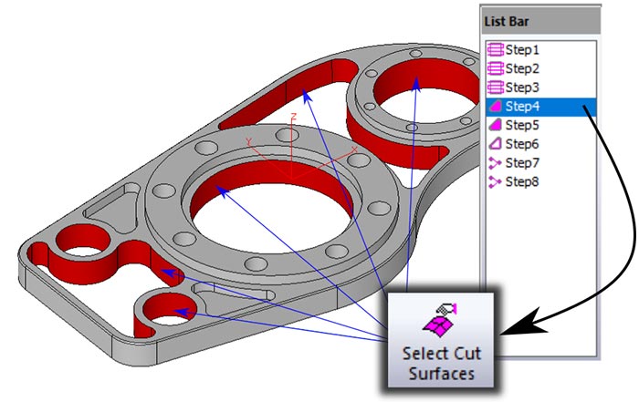 Curveless 2 ½ D Machining by selecting Cut Surfaces to define the Path